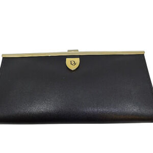 Christian Dior Classic Frame Clutch Black Leather Clutch